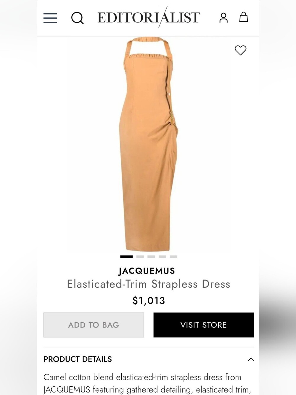 Jacquemus Tan Strapless Maxi Dress Size M - Picture 2 of 14